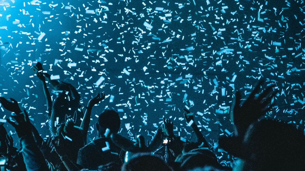 confetti flying through the air